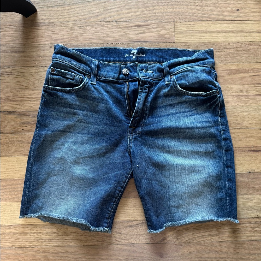 7 For All Mankind Womens Ladies Blue Denim Shorts